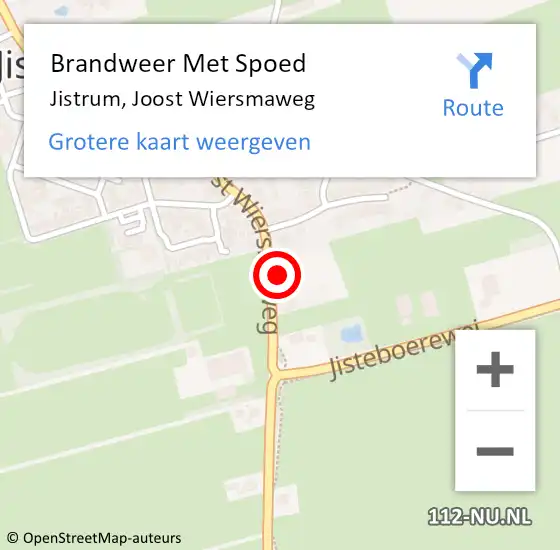 Locatie op kaart van de 112 melding: Brandweer Met Spoed Naar Jistrum, Joost Wiersmaweg op 17 februari 2022 04:58