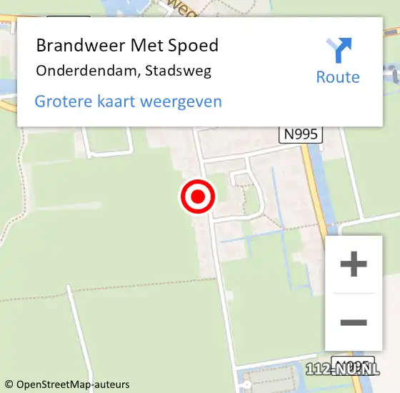 Locatie op kaart van de 112 melding: Brandweer Met Spoed Naar Onderdendam, Stadsweg op 17 februari 2022 05:41