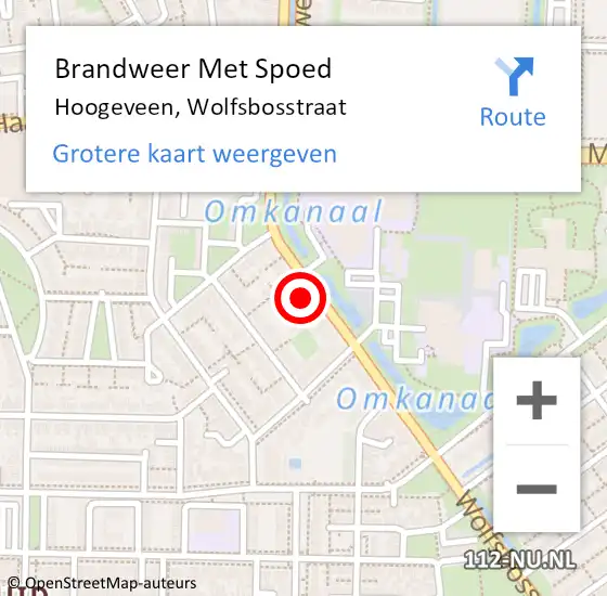 Locatie op kaart van de 112 melding: Brandweer Met Spoed Naar Hoogeveen, Wolfsbosstraat op 17 februari 2022 07:00