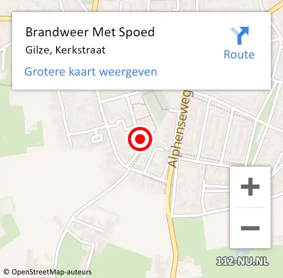 Locatie op kaart van de 112 melding: Brandweer Met Spoed Naar Gilze, Kerkstraat op 17 februari 2022 07:02
