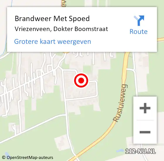Locatie op kaart van de 112 melding: Brandweer Met Spoed Naar Vriezenveen, Dokter Boomstraat op 17 februari 2022 07:08