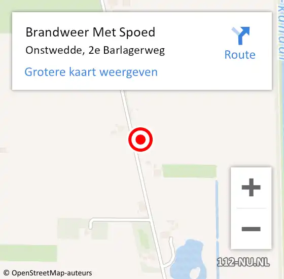 Locatie op kaart van de 112 melding: Brandweer Met Spoed Naar Onstwedde, 2e Barlagerweg op 17 februari 2022 07:15