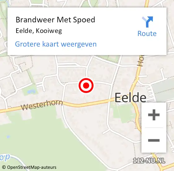 Locatie op kaart van de 112 melding: Brandweer Met Spoed Naar Eelde, Kooiweg op 17 februari 2022 07:38