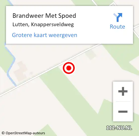 Locatie op kaart van de 112 melding: Brandweer Met Spoed Naar Lutten, Knappersveldweg op 17 februari 2022 07:47