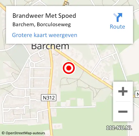 Locatie op kaart van de 112 melding: Brandweer Met Spoed Naar Barchem, Borculoseweg op 17 februari 2022 07:48