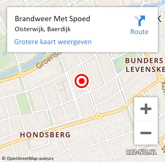Locatie op kaart van de 112 melding: Brandweer Met Spoed Naar Oisterwijk, Baerdijk op 17 februari 2022 07:50