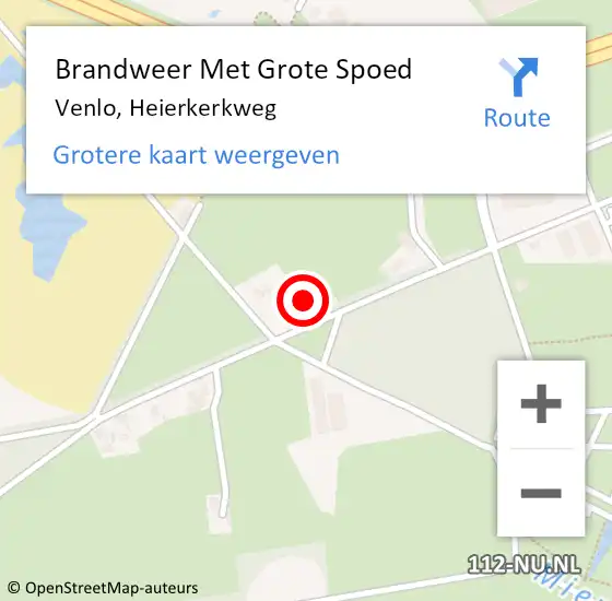 Locatie op kaart van de 112 melding: Brandweer Met Grote Spoed Naar Venlo, Heierkerkweg op 17 februari 2022 08:46