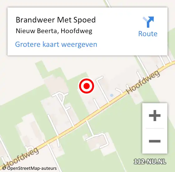Locatie op kaart van de 112 melding: Brandweer Met Spoed Naar Nieuw Beerta, Hoofdweg op 17 februari 2022 09:27