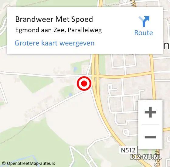 Locatie op kaart van de 112 melding: Brandweer Met Spoed Naar Egmond aan Zee, Parallelweg op 17 februari 2022 09:58