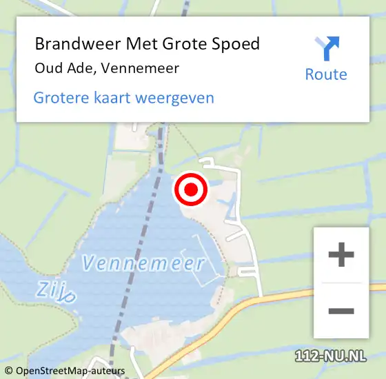 Locatie op kaart van de 112 melding: Brandweer Met Grote Spoed Naar Oud Ade, Vennemeer op 17 februari 2022 10:24