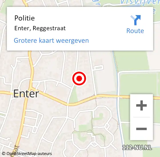 Locatie op kaart van de 112 melding: Politie Enter, Reggestraat op 17 februari 2022 10:30