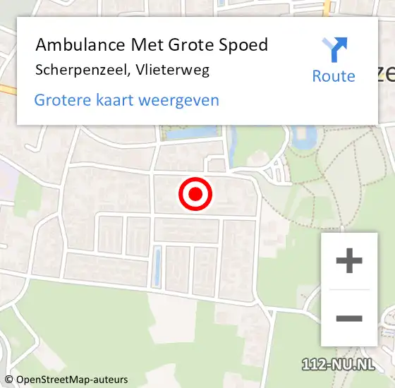 Locatie op kaart van de 112 melding: Ambulance Met Grote Spoed Naar Scherpenzeel, Vlieterweg op 17 februari 2022 11:30