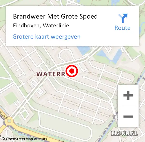 Locatie op kaart van de 112 melding: Brandweer Met Grote Spoed Naar Eindhoven, Waterlinie op 17 februari 2022 11:50