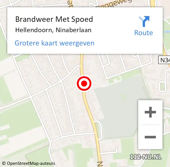 Locatie op kaart van de 112 melding: Brandweer Met Spoed Naar Hellendoorn, Ninaberlaan op 17 februari 2022 13:18