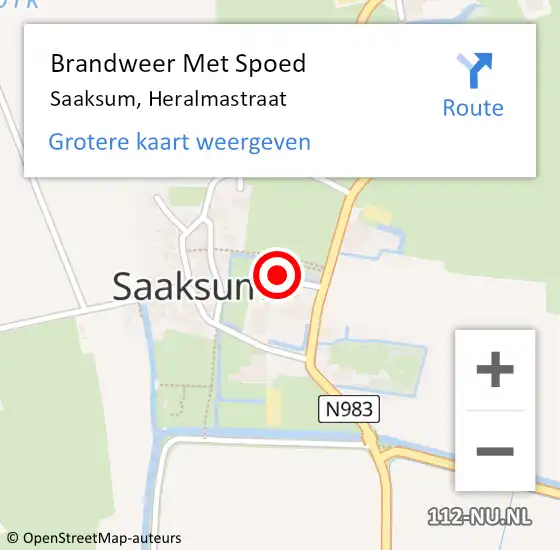 Locatie op kaart van de 112 melding: Brandweer Met Spoed Naar Saaksum, Heralmastraat op 17 februari 2022 15:04