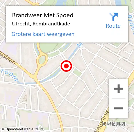Locatie op kaart van de 112 melding: Brandweer Met Spoed Naar Utrecht, Rembrandtkade op 17 februari 2022 15:18