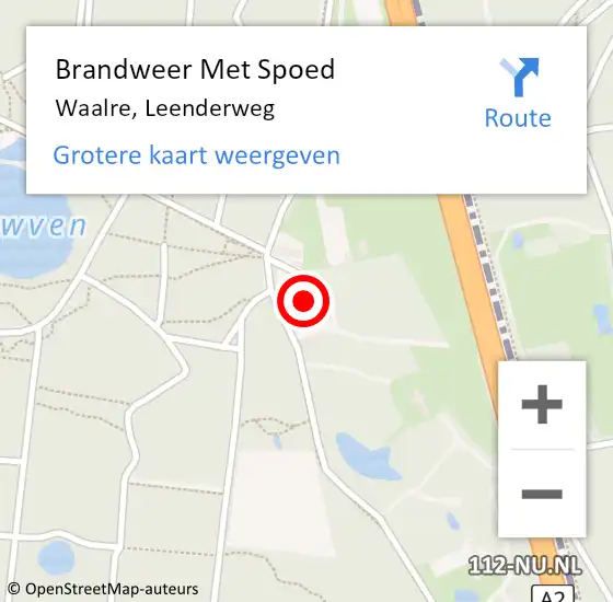 Locatie op kaart van de 112 melding: Brandweer Met Spoed Naar Waalre, Leenderweg op 17 februari 2022 15:25