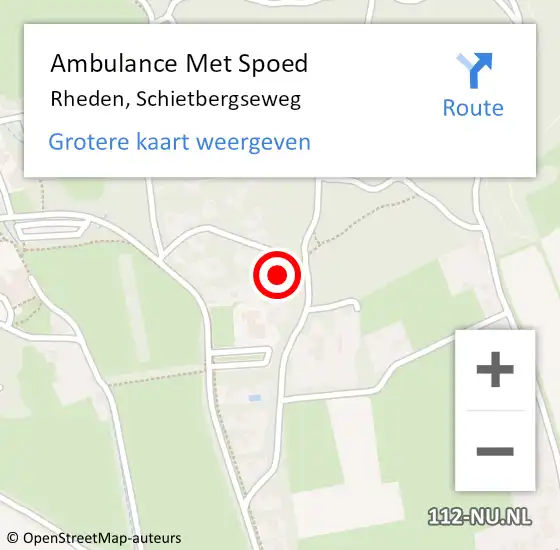 Locatie op kaart van de 112 melding: Ambulance Met Spoed Naar Rheden, Schietbergseweg op 17 februari 2022 15:25