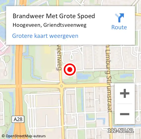 Locatie op kaart van de 112 melding: Brandweer Met Grote Spoed Naar Hoogeveen, Griendtsveenweg op 17 februari 2022 15:54