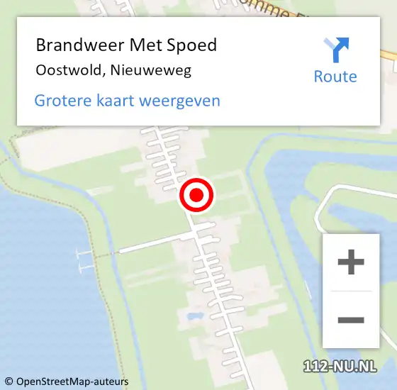 Locatie op kaart van de 112 melding: Brandweer Met Spoed Naar Oostwold, Nieuweweg op 17 februari 2022 17:51