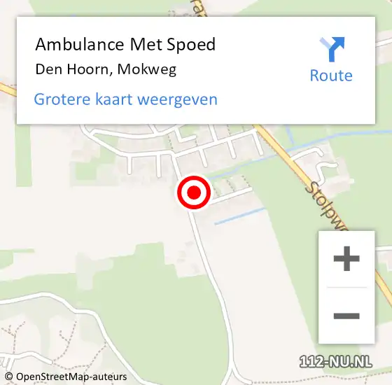 Locatie op kaart van de 112 melding: Ambulance Met Spoed Naar Den Hoorn, Mokweg op 17 februari 2022 19:47