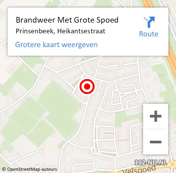 Locatie op kaart van de 112 melding: Brandweer Met Grote Spoed Naar Prinsenbeek, Heikantsestraat op 17 februari 2022 19:50