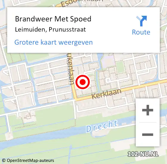 Locatie op kaart van de 112 melding: Brandweer Met Spoed Naar Leimuiden, Prunusstraat op 17 februari 2022 20:12