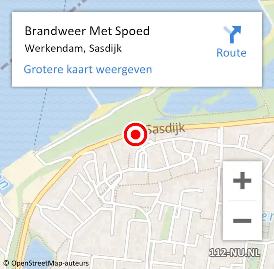 Locatie op kaart van de 112 melding: Brandweer Met Spoed Naar Werkendam, Sasdijk op 17 februari 2022 20:19