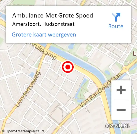 Locatie op kaart van de 112 melding: Ambulance Met Grote Spoed Naar Amersfoort, Hudsonstraat op 8 juli 2014 15:36
