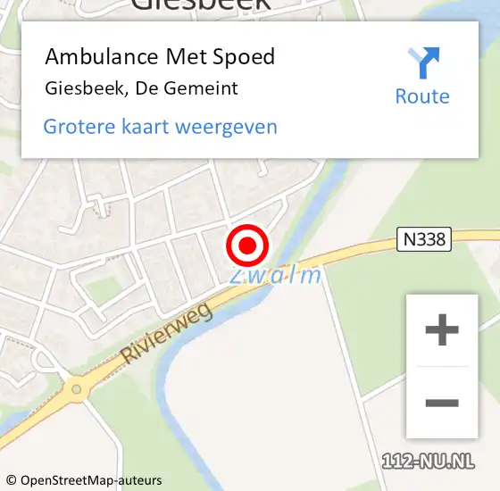 Locatie op kaart van de 112 melding: Ambulance Met Spoed Naar Giesbeek, De Gemeint op 17 februari 2022 21:36