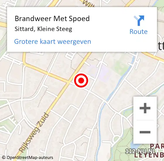 Locatie op kaart van de 112 melding: Brandweer Met Spoed Naar Sittard, Kleine Steeg op 17 februari 2022 22:43