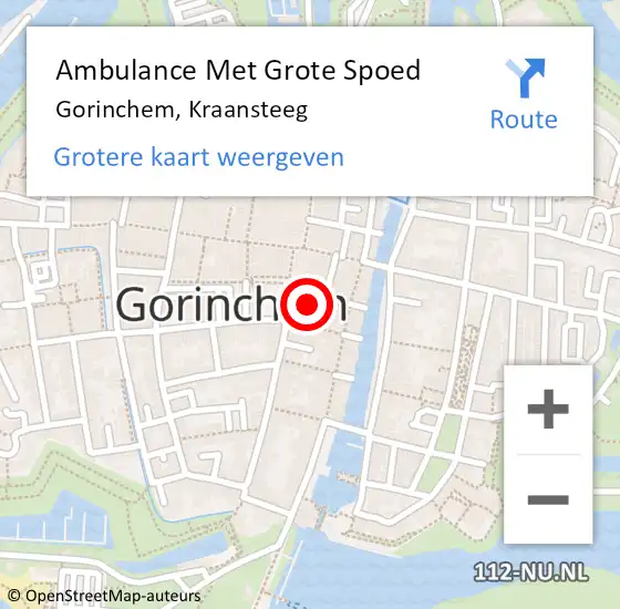 Locatie op kaart van de 112 melding: Ambulance Met Grote Spoed Naar Gorinchem, Kraansteeg op 18 februari 2022 07:51