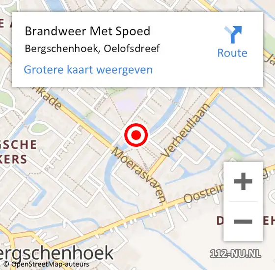Locatie op kaart van de 112 melding: Brandweer Met Spoed Naar Bergschenhoek, Oelofsdreef op 18 februari 2022 08:17