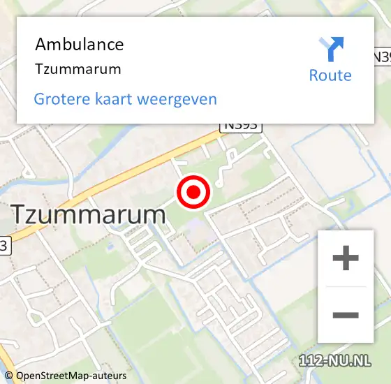 Locatie op kaart van de 112 melding: Ambulance Tzummarum op 18 februari 2022 08:49