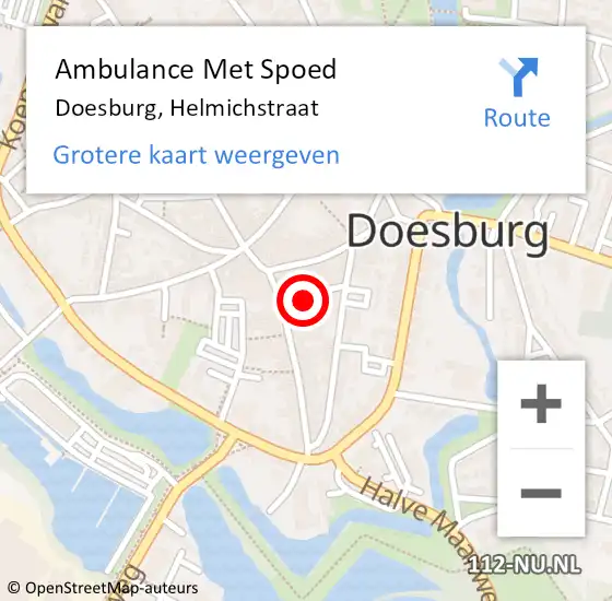 Locatie op kaart van de 112 melding: Ambulance Met Spoed Naar Doesburg, Helmichstraat op 18 februari 2022 11:01