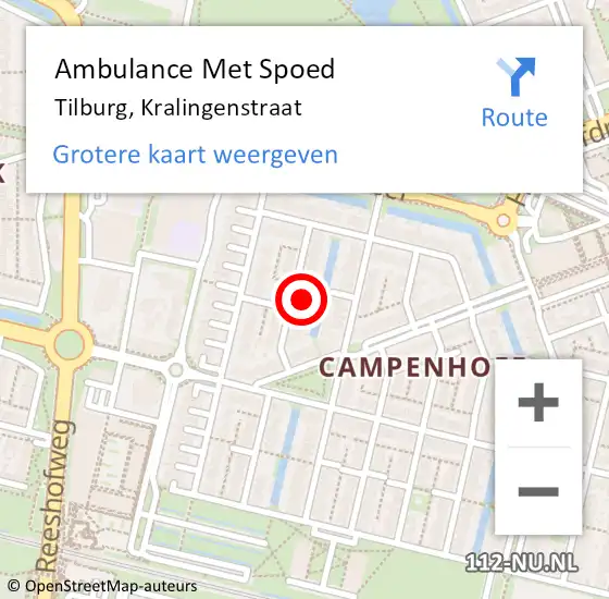 Locatie op kaart van de 112 melding: Ambulance Met Spoed Naar Tilburg, Kralingenstraat op 8 juli 2014 16:26