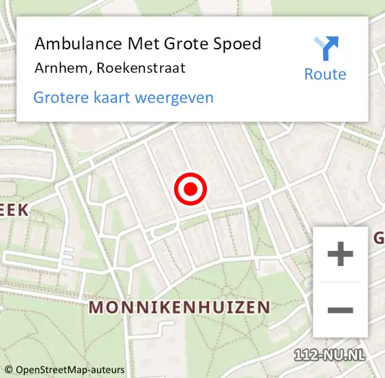 Locatie op kaart van de 112 melding: Ambulance Met Grote Spoed Naar Arnhem, Roekenstraat op 18 februari 2022 11:09