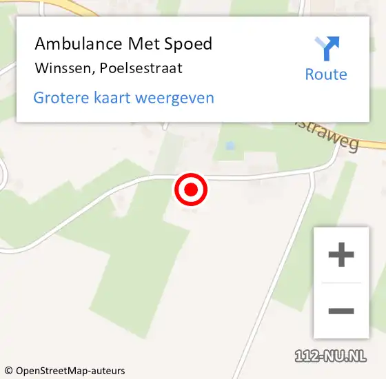 Locatie op kaart van de 112 melding: Ambulance Met Spoed Naar Winssen, Poelsestraat op 18 februari 2022 12:51