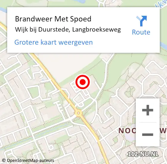 Locatie op kaart van de 112 melding: Brandweer Met Spoed Naar Wijk bij Duurstede, Langbroekseweg op 18 februari 2022 13:10