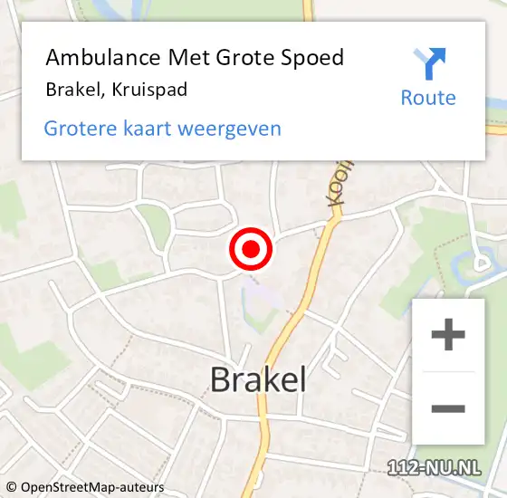 Locatie op kaart van de 112 melding: Ambulance Met Grote Spoed Naar Brakel, Kruispad op 18 februari 2022 13:46