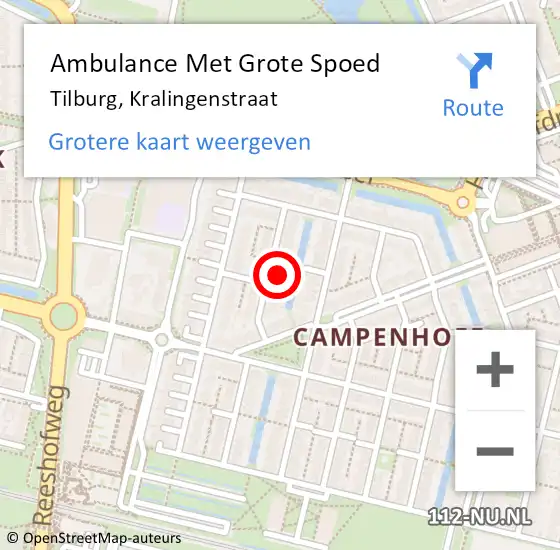Locatie op kaart van de 112 melding: Ambulance Met Grote Spoed Naar Tilburg, Kralingenstraat op 8 juli 2014 16:46