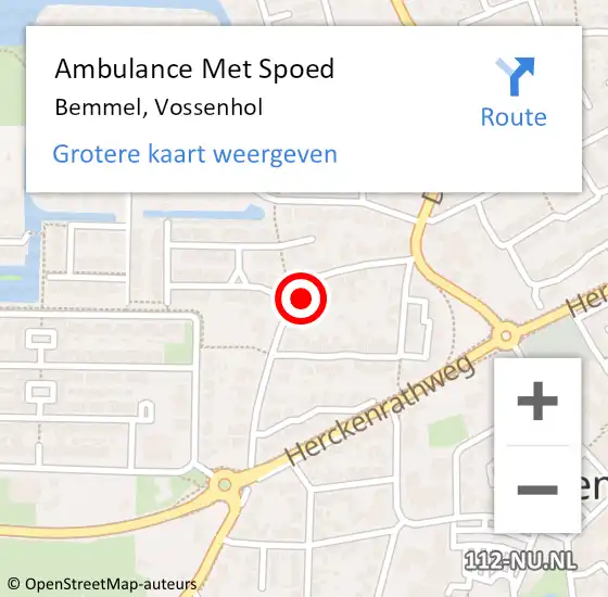 Locatie op kaart van de 112 melding: Ambulance Met Spoed Naar Bemmel, Vossenhol op 18 februari 2022 15:13