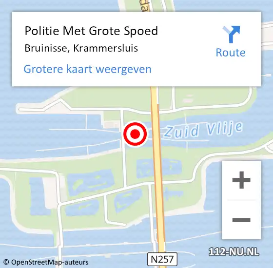 Locatie op kaart van de 112 melding: Politie Met Grote Spoed Naar Bruinisse, Krammersluis op 18 februari 2022 15:18