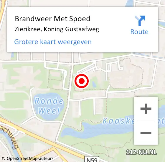 Locatie op kaart van de 112 melding: Brandweer Met Spoed Naar Zierikzee, Koning Gustaafweg op 18 februari 2022 15:25