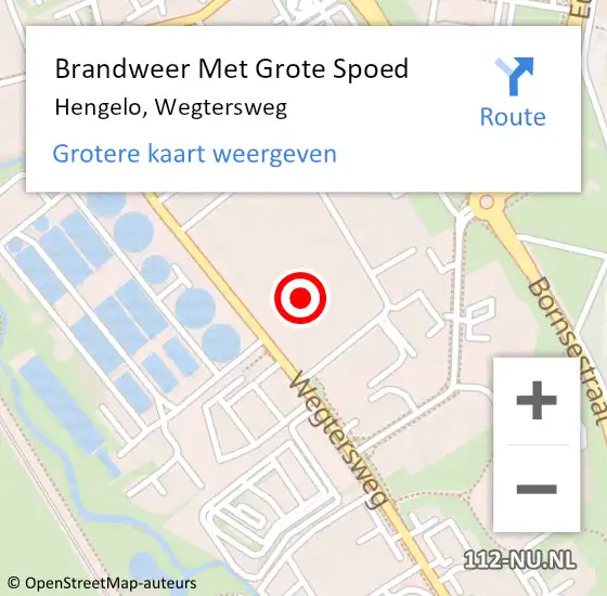 Locatie op kaart van de 112 melding: Brandweer Met Grote Spoed Naar Hengelo, Wegtersweg op 18 februari 2022 15:56