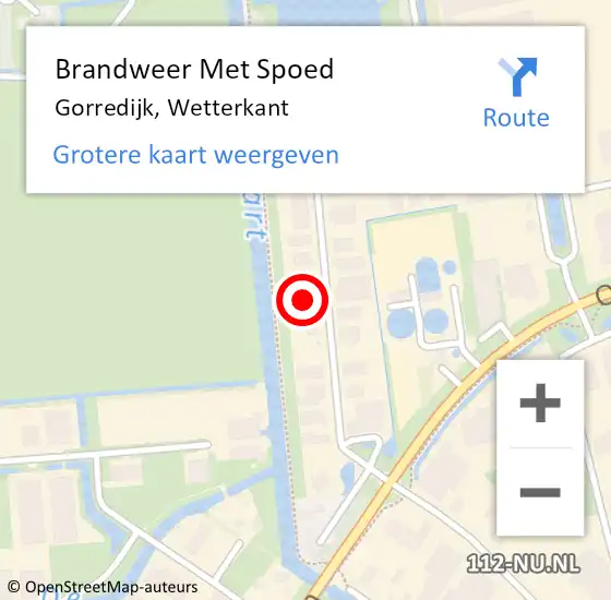 Locatie op kaart van de 112 melding: Brandweer Met Spoed Naar Gorredijk, Wetterkant op 18 februari 2022 16:08