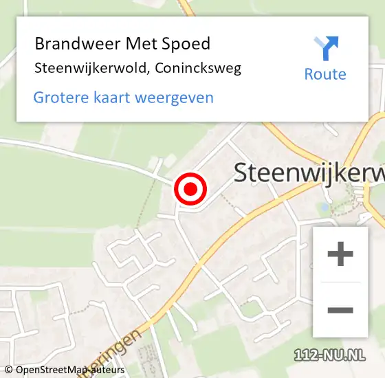 Locatie op kaart van de 112 melding: Brandweer Met Spoed Naar Steenwijkerwold, Conincksweg op 18 februari 2022 16:20