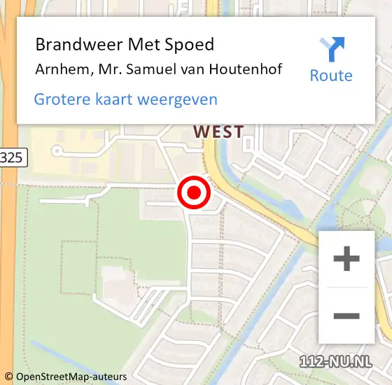 Locatie op kaart van de 112 melding: Brandweer Met Spoed Naar Arnhem, Mr. Samuel van Houtenhof op 18 februari 2022 16:32