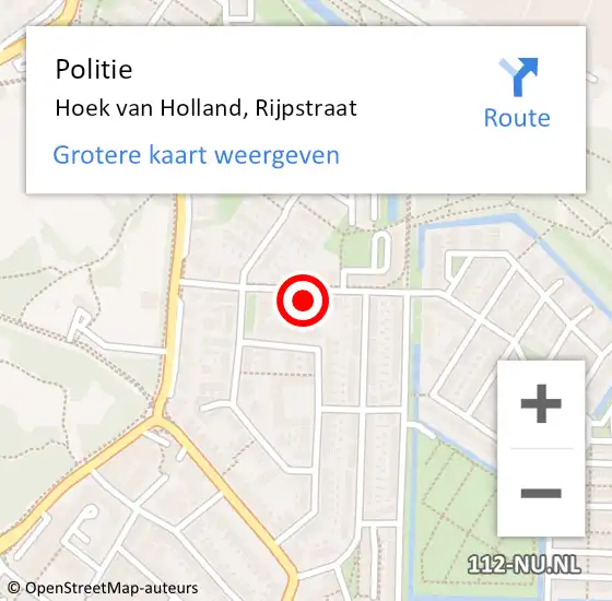 Locatie op kaart van de 112 melding: Politie Hoek van Holland, Rijpstraat op 18 februari 2022 16:34