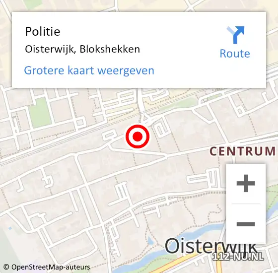 Locatie op kaart van de 112 melding: Politie Oisterwijk, Blokshekken op 18 februari 2022 16:39